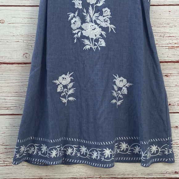 NWT Zara Blue Chambray Embroidered Tent Mini Dress Sz S - Picture 7 of 16